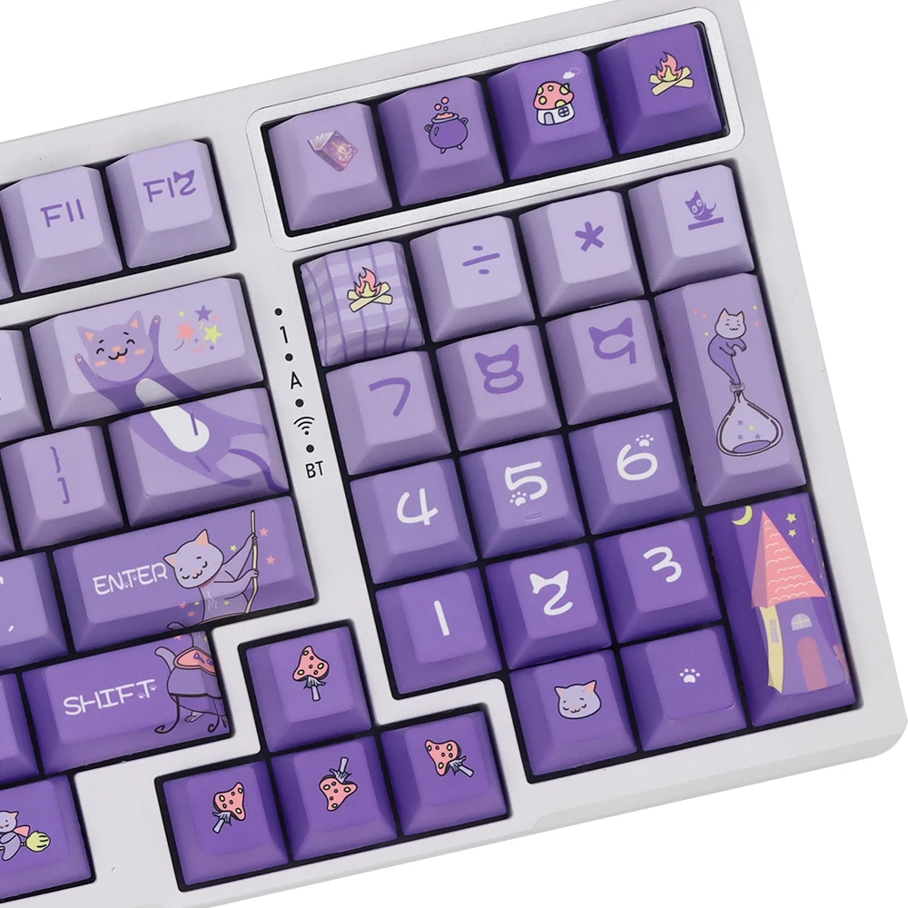 Purple Gradiente Gato Keycaps Cereja Perfil Pbt Dye Sublimação Keycap para Interruptor mx Teclado Mecânico Gk61 64 68 75 84 87 96 - Imagem 2