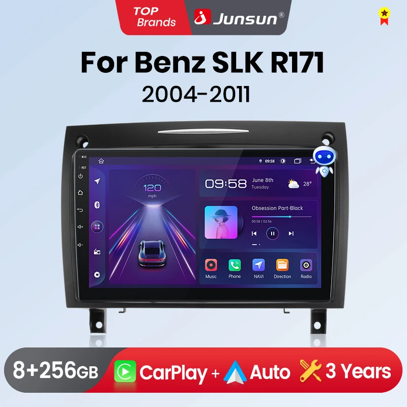 Junsun CarPlay Android Auto Car Radio For Mercedes Benz SLK Class R171 2004-2011 SLK GPS Intelligent Systems