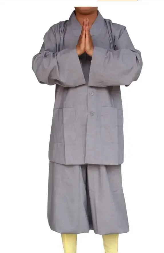 New 3 Colors Shaolin Temple Costume Zen Buddhist Robe Buddhist Monk Robes Gown Religion Monk Clothing HaiQing Uniforms for