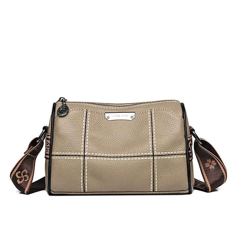 thumbnail image 1 of Bolso de un solo hombro de piel auténtica para mujer, bolso de mano con almohada empalmada, bolso bandolera de lujo versátil de alta calidad, 1 of 5