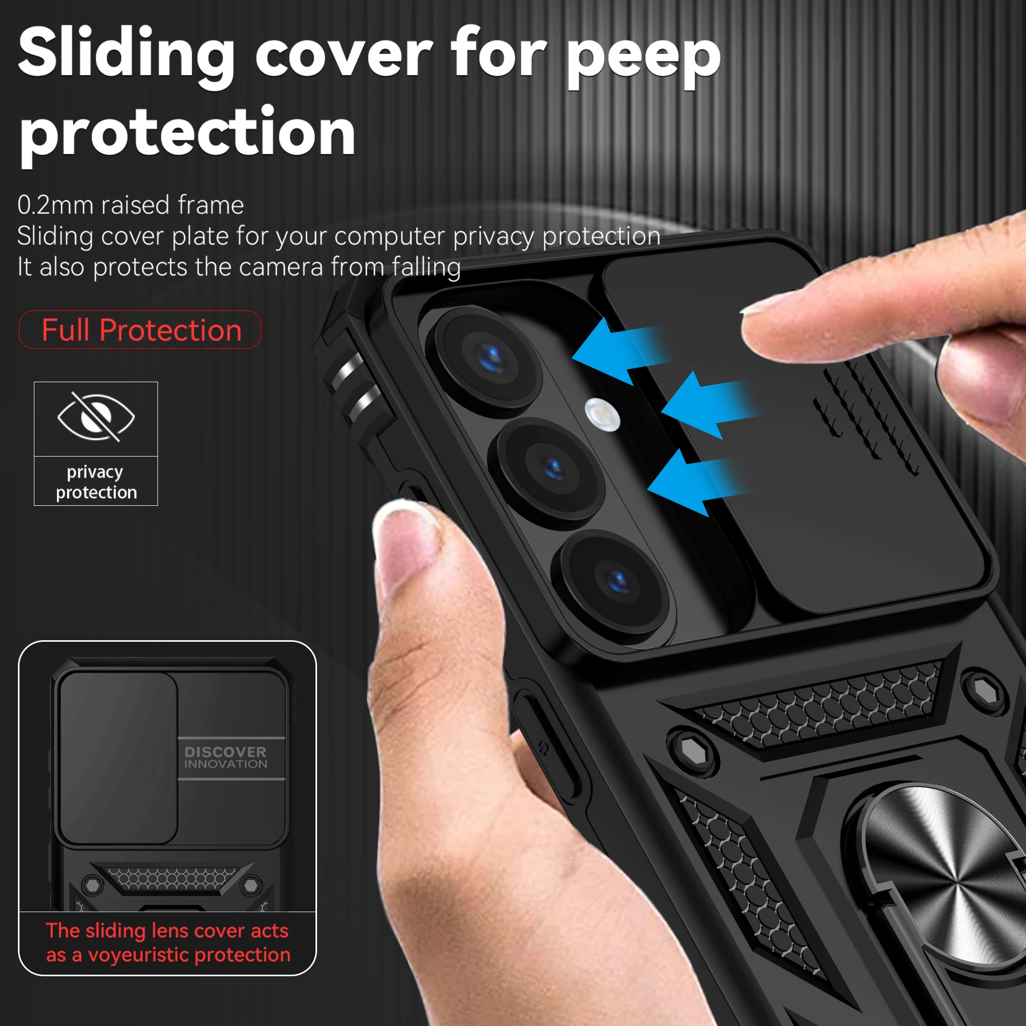 Dual Layer Metal Ring Protective Phone Case