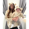 2025 Custom Family Match Mom Kids Bear Hooded Sweatshirt Fleece Spring Warm Clothes Baby Boys Girls Thick Personalized Tracksuit 3