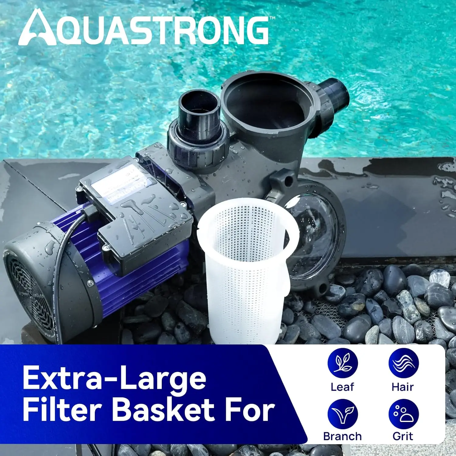 3HP In/Above Ground Single Speed Pool Pump 115V 9350GPH High Flow Powerful Self Primming Swimming Pool Pumps with Filter Basket
