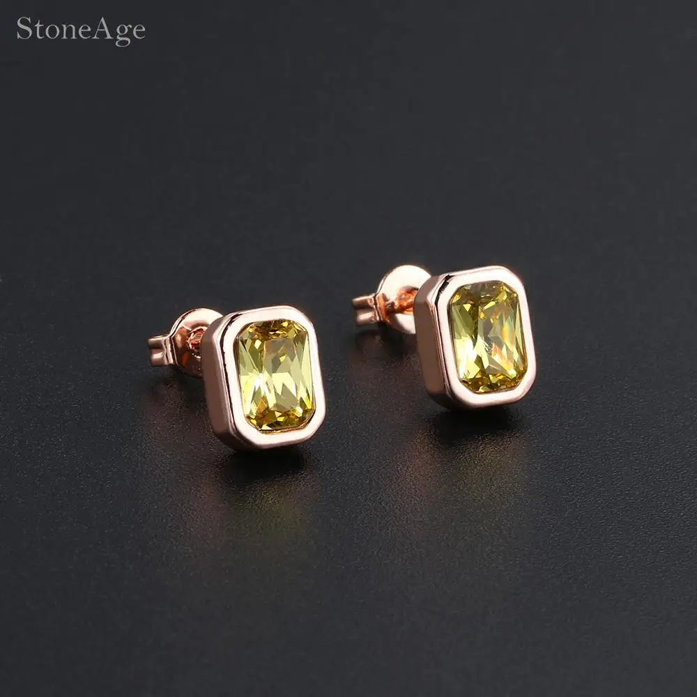 Bunte Zirkonia Ohr stecker für Frauen einfache rot blau grün Kristall Frauen klassische Ohrringe Mode Party Schmuck kce126 – Detail 10