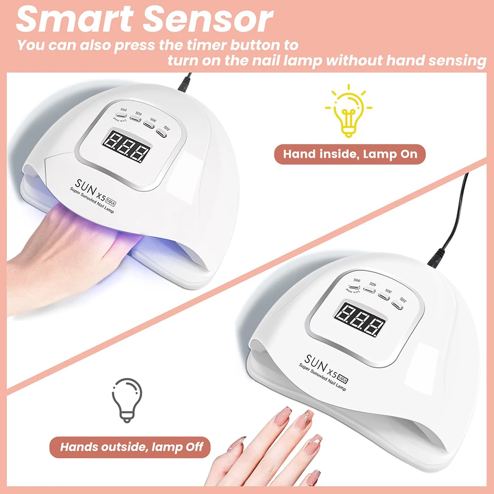 YIKOOLIN UV LED Nail Lamp Professional Nail Dryer Gel Polish Light UV Nail Light with 4 Timer Setting Curing Gel Toe Nails 5