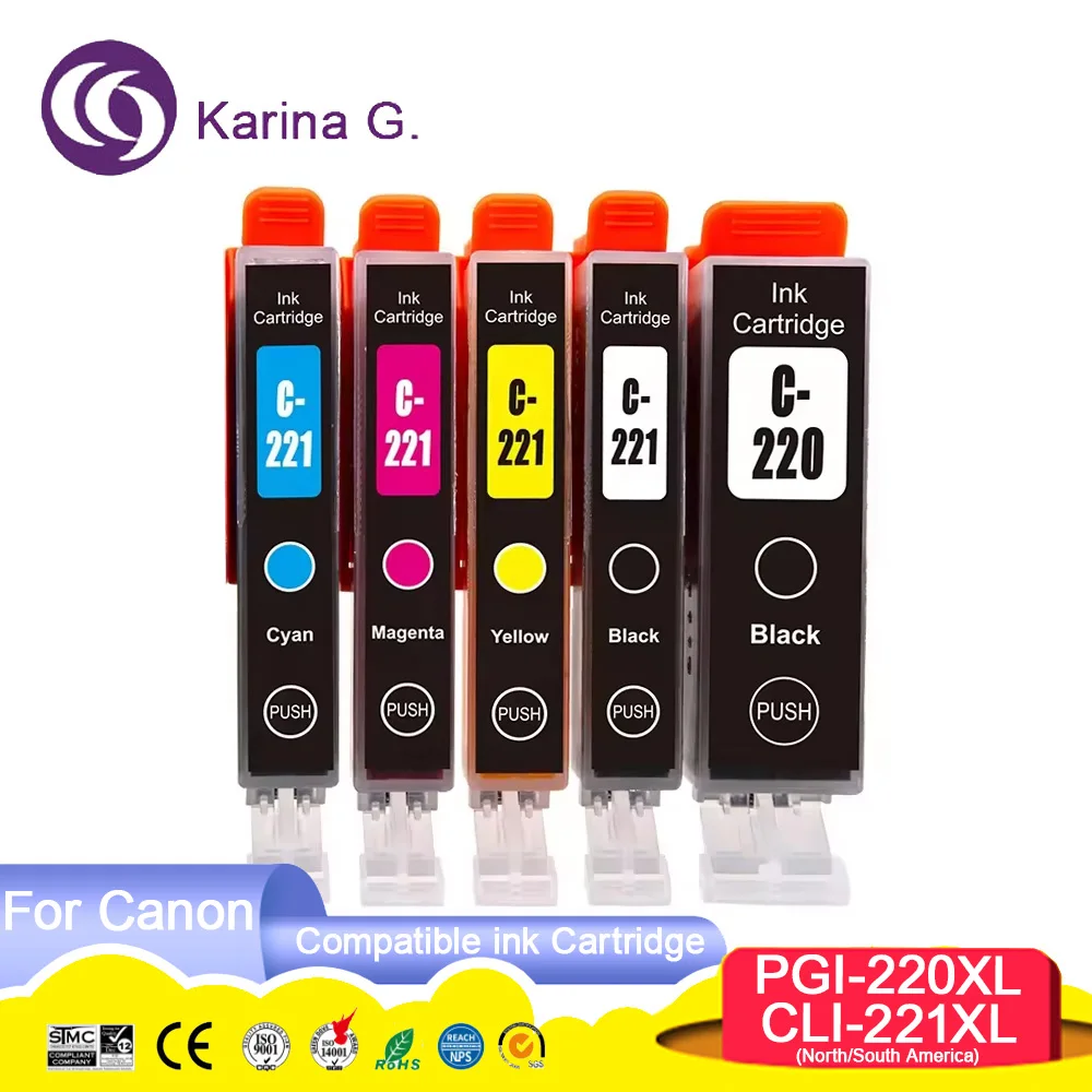 Compatible PGI-220 PGI220 CLI-221 CLI221 Color Printer Ink Cartridge for PIXMA