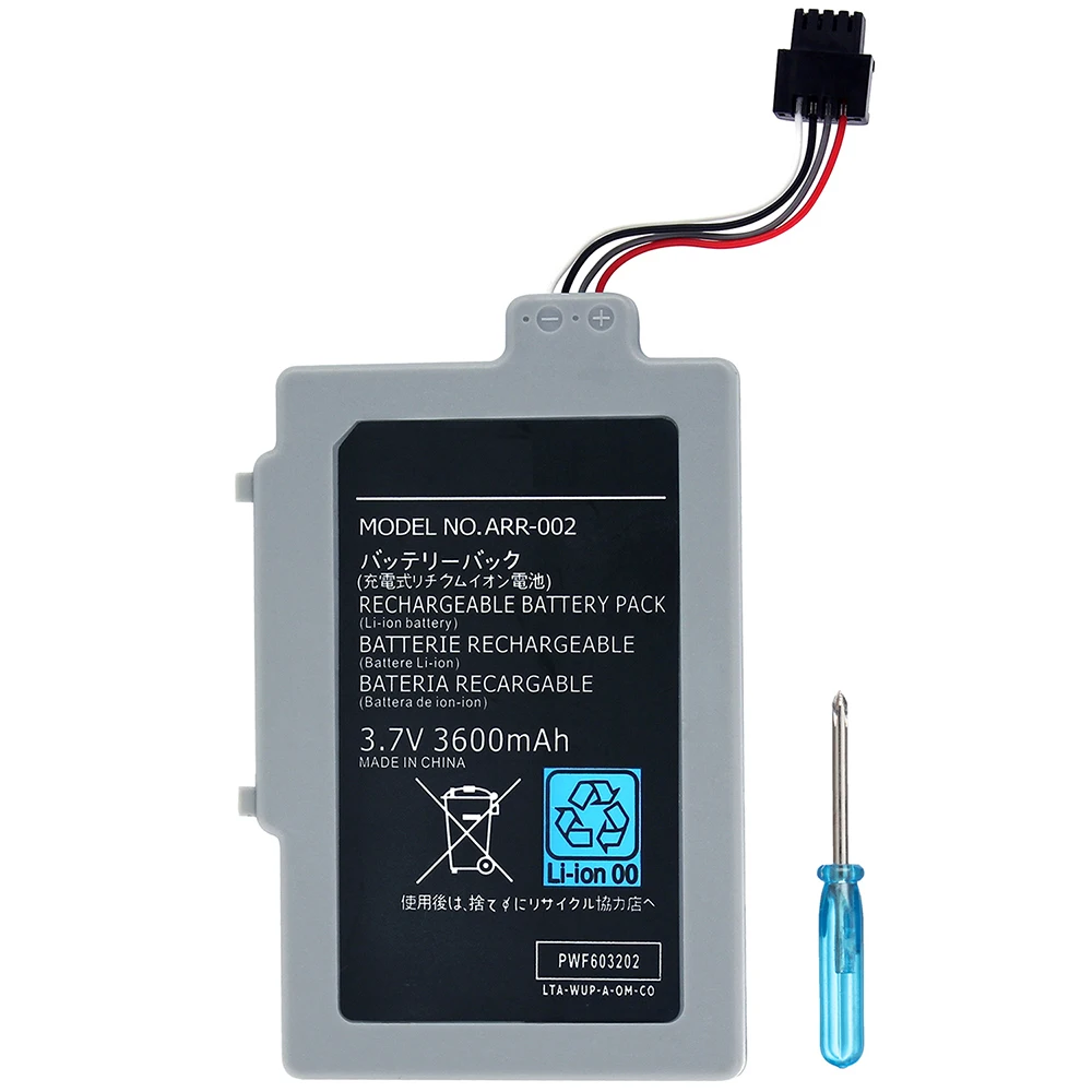 OSTENT 3.7V 3600mAh 충전식 배터리 팩 교체용 Nintendo Wii U 게임 패드 스크루 드라이버 포함, 닌텐도 위 게임 패드