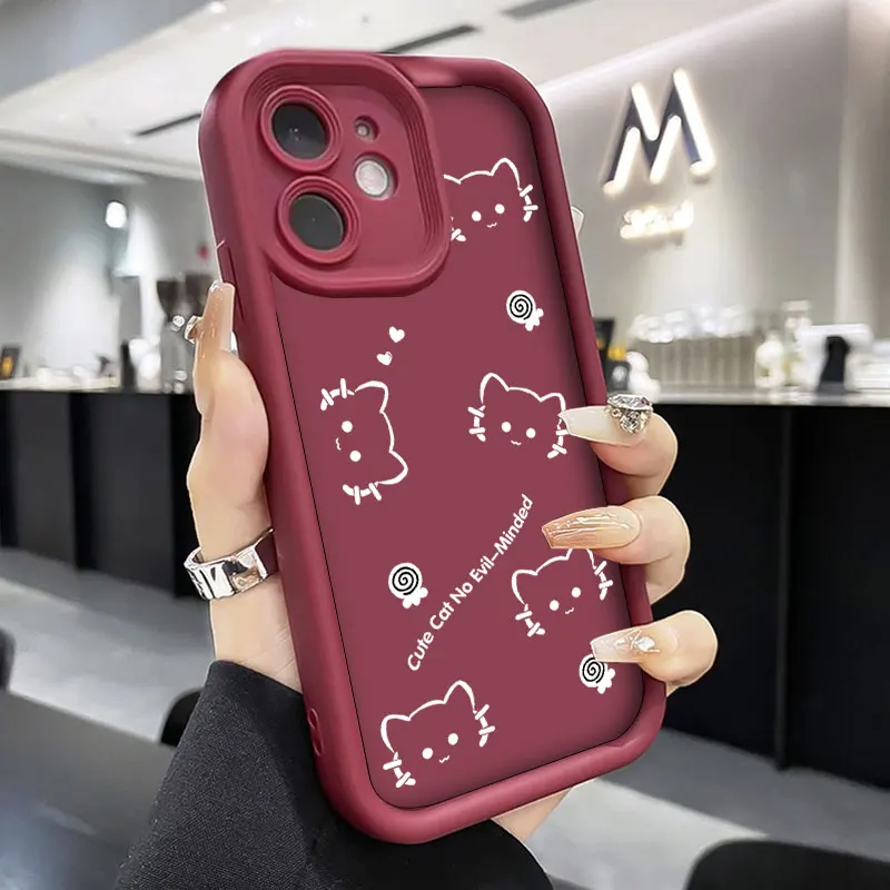 Chic Cat-Design Shockproof Silicone Phone Case