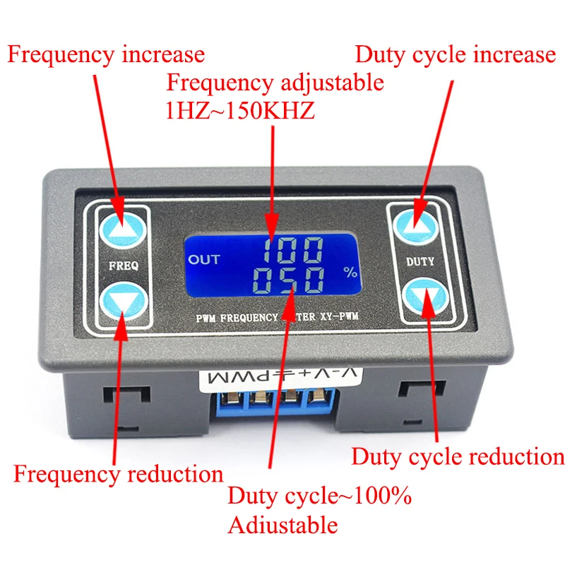 1HZ~150KHZ Signal Generator Digital Display PWM Pulse Frequency Duty Ratio Adjustable Square Wave Rectangular Signal Generator 5