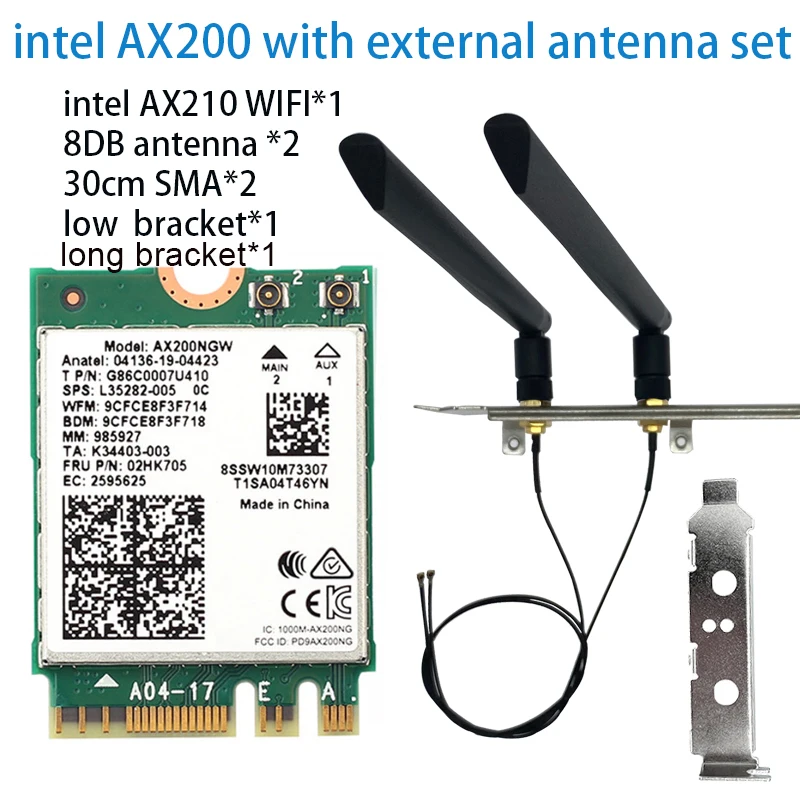 Banda Dupla 2.4gbps Intel Wi-fi 6e Ax200 Ax200ngw 802.11ax ac Mu-mimo 2x2 Wifi Módulo Ngff M.2 Bluetooth 5.1 Placa de Rede - Imagem 3