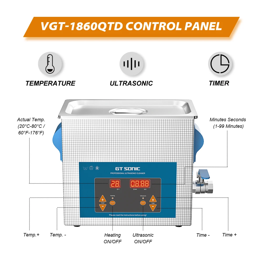GTSONIC Ultrasonic Cleaner - 2L to 27L Digital Ultrasound Bath with Big Sale Price Description Image.This Product Can Be Found With The Tag Names Digital ultrasonic cleaner 6l, Ultrasonic cleaning machine 3l, Ultrasonic cleaning machine 6l