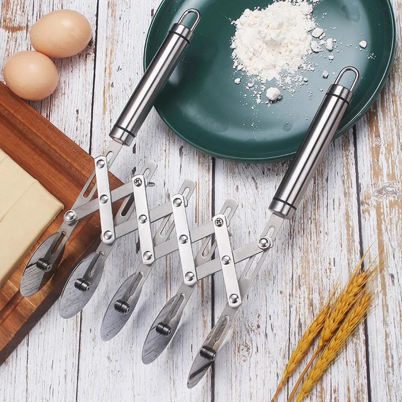 Description Picture 2 of item5 Wheels Cutter Dough Divider Side Pasta Knife Flexible Roller Blade Pizza Pastry Peeler Stainless Steel Bakeware Tools