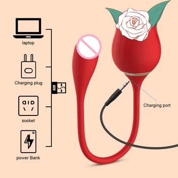 Rose Toy Sucking Tongue Vibrator Dildo Clitoris Suction Licking Clitoris Stimulator Nipple Oral Adult Sex Toy Vibrator for Women 5