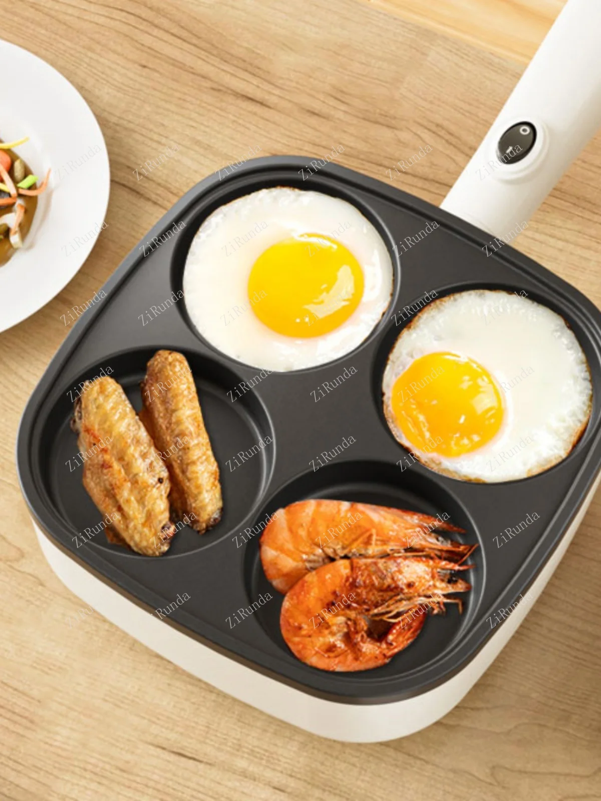 ~Korean egg frying pan breakfast household four hole breakfast machine Non-stick surface multi-function hamburger machine 3