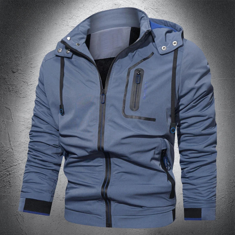 

2024 New Mens Cargo Jacket Military Solid Color Casual Jackets Winter Hooded Cotton Outwear Plus Velvet Keep Warm Tactical Coats