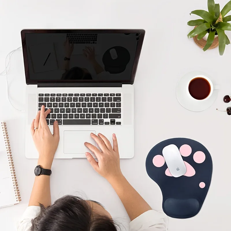 Tapis de souris ergonomique patte de chat, avec repose-poignet, Surface confortable, pour les jeux, le bureau et la maison 2