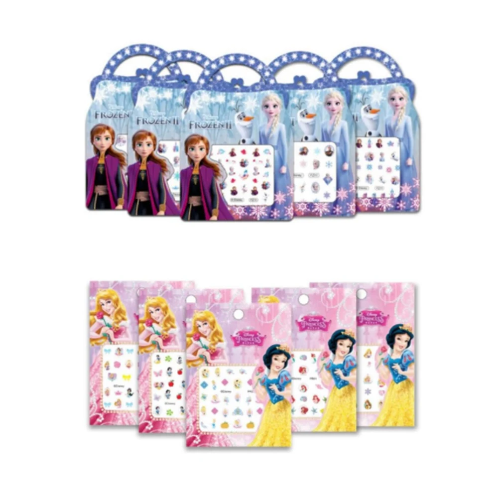 Disney Cartoon Frozen Princess Pooh Bear Snow White Makeup Nail Stickers Minnie Mickey Mermaid Stitch Stickers Toy For Kids DIY 4