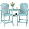 Tall Adirondack Chairs Set of 2,Recycled Poly Balcony Chair with Double Connecting Tray Patio Stools Weather Resistant 1