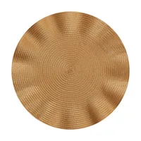 Set of 6 Round Placemats with Weave Design Heat-resistant Table Mats Washable with Corrugated Edge Non-slip Dining Table Mats 5