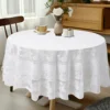 180cm White Butterfly Flower Round Tablecloth Embroidery Cover Wedding Party Events Banquet Hotel Table Cover Dining Table Decor 6