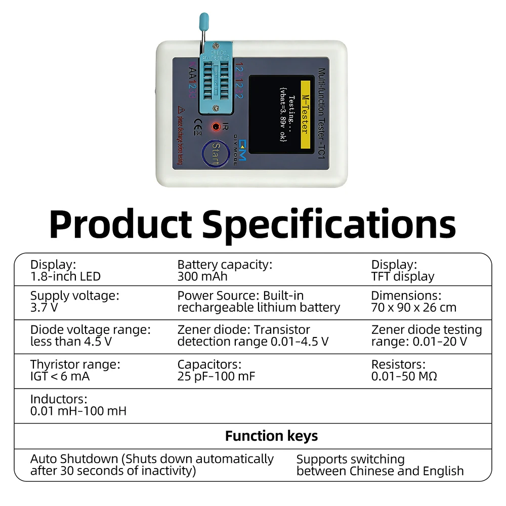 รูปสินค้า เครื่องวัดชิ้นส่วนอิเล็กทรอนิกส์ ชาร์จ Type-C วัด MOSFET IGBT ได้