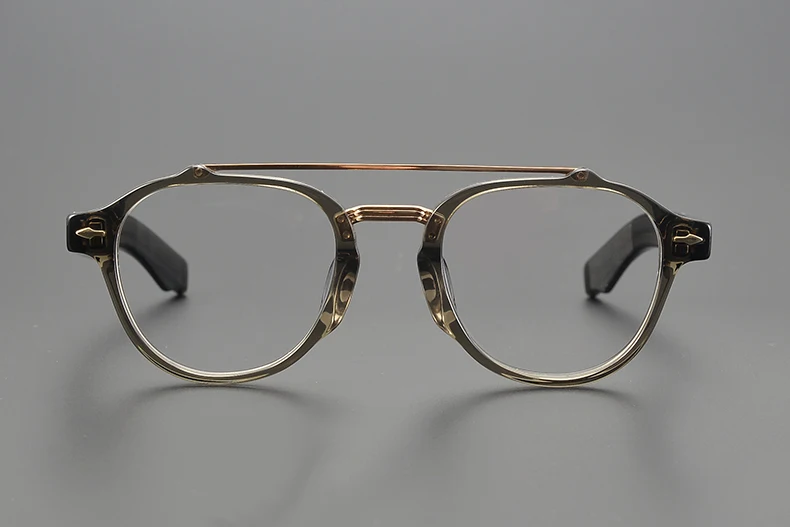 Handgemachte Acetat Doppelstrahl Oval Brillengestell Herrenmode Pilot 145mm Große Größe Brillen Vintage Designer Brillen Blaues Licht – Detail 19