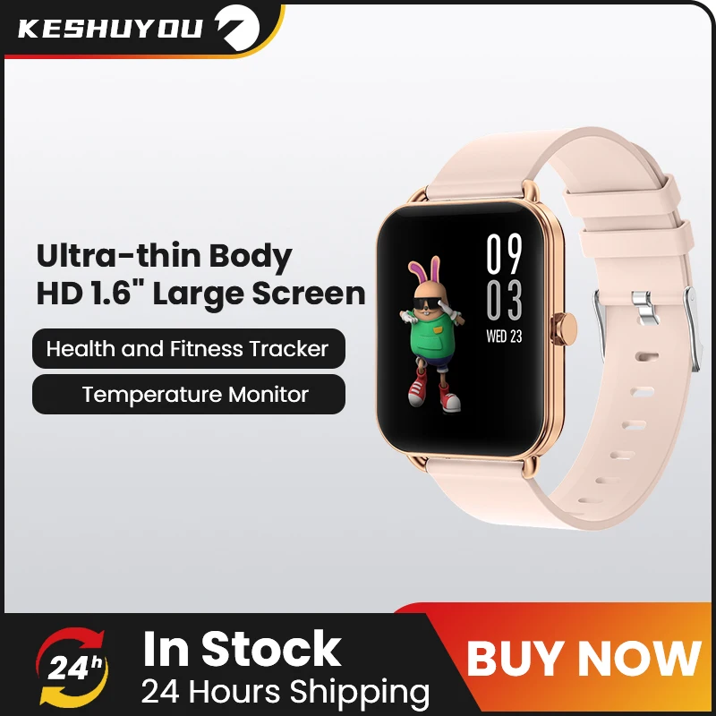 

KESHUYOU Smart Watch Women G16 1.6" Full Touch Temperature Heart Rate Monitor Fitness Tracker Smartwatch for Kids Girls Boys Men