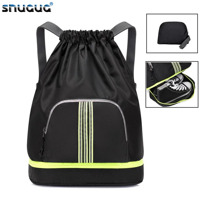 

Bags For Women Clothes Training Travel Shoulder Sports Shoe Folding Lightweight Nylon Yoga Fitness Gym Drawstring Men's Backpack