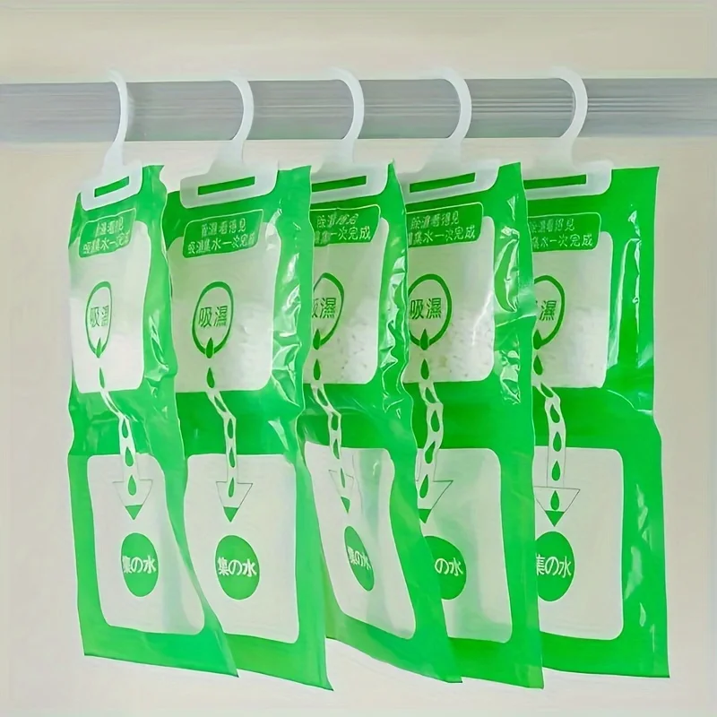 4 hanging wardrobe dehumidification bags, non electric moisture absorbing bags, essential household deodorizer 4