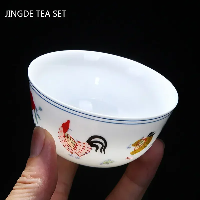 Antique Ceramic Master Cup Portable Personal Single Mug Meditation Cups Chinese White Porcelain Teacup Tea Set Accessories