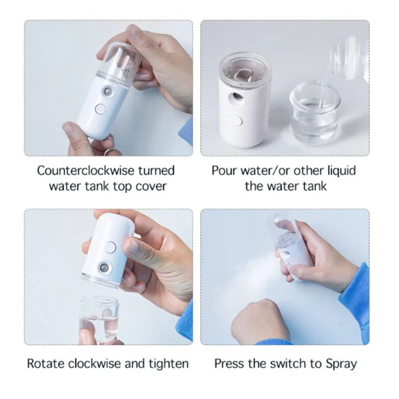 BXA Rechargeable Mist Facial Sprayer Humidifier Nebulizer Face Steamer Moisturizing Beauty Instruments Face Skin Care Tools