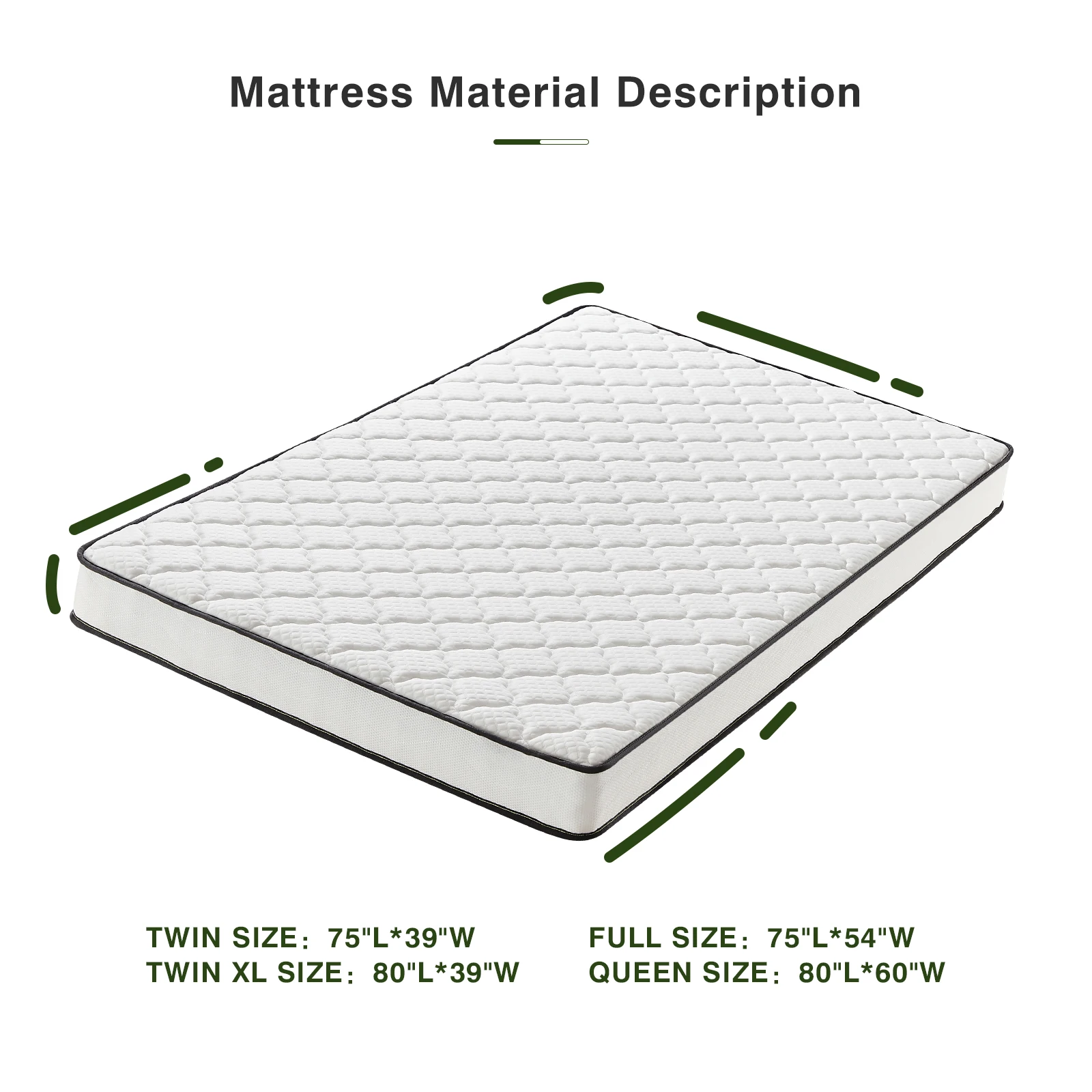 6 Inch innerpring Dream Ded Mattress Medium Firm Feel, Fiberglass Free, Host Youth Guest Bedroom, Mattress in A Box, Twin,Twinxl 3