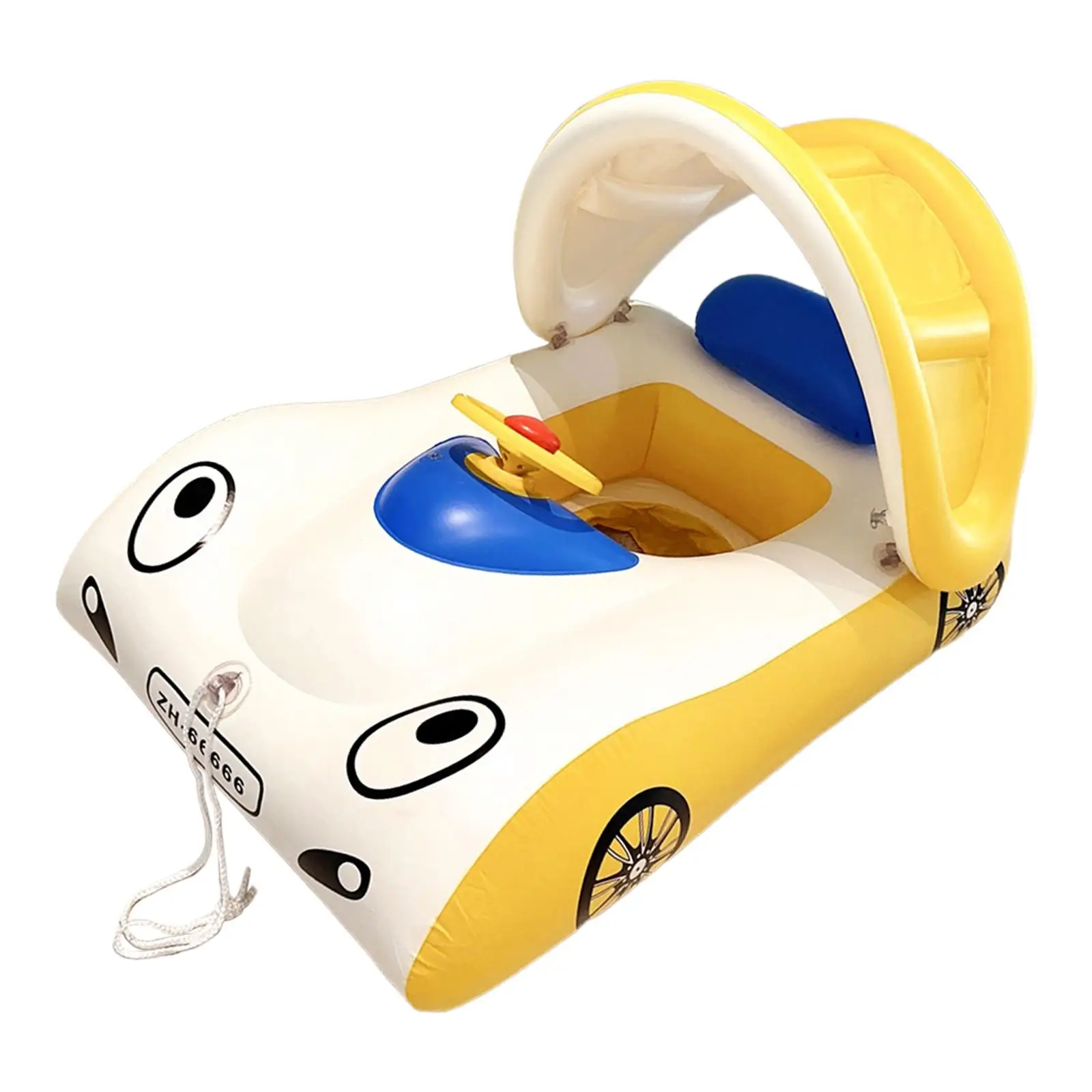 

Baby Pool Floats Inflatable Water Raft Pool Toys with Steering Wheel Sunshade Rings Car for Summer Beach Surfing Holidays