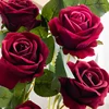 5Pcs Silk Rose Artificial Flowers Long Branch Bouquet