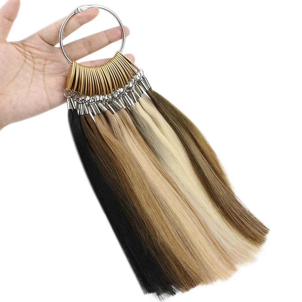 Moresoo Virgin Hair Color Rings for Salon Coloring Hair and Salon Dyeing Sample Chart Swatches for Human Extensions