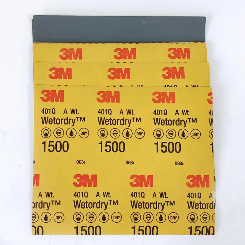 Auto Polishing Water Sandpaper 3M401Q 1500 Mesh 227x280mm Finish Fine Polished Sheet