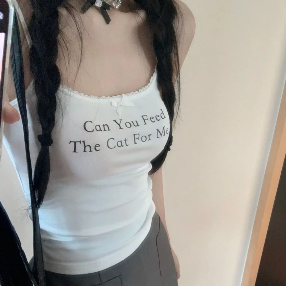 Polyester Lace Vest Women Streetwear Cami Shirts