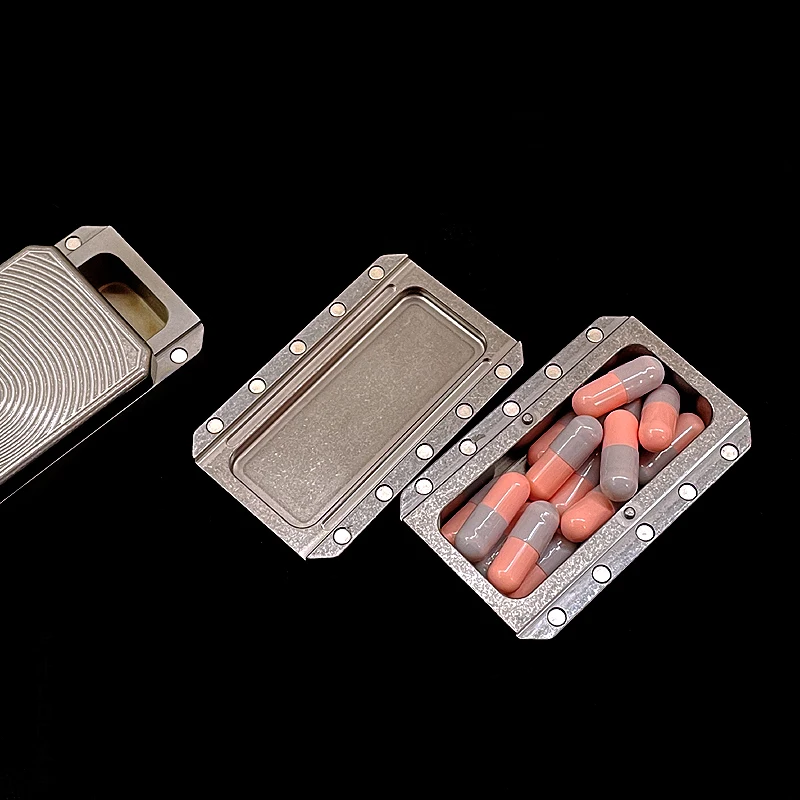 Titanium Pill Box Micro Pill Fob Titanium Pill Box Portable