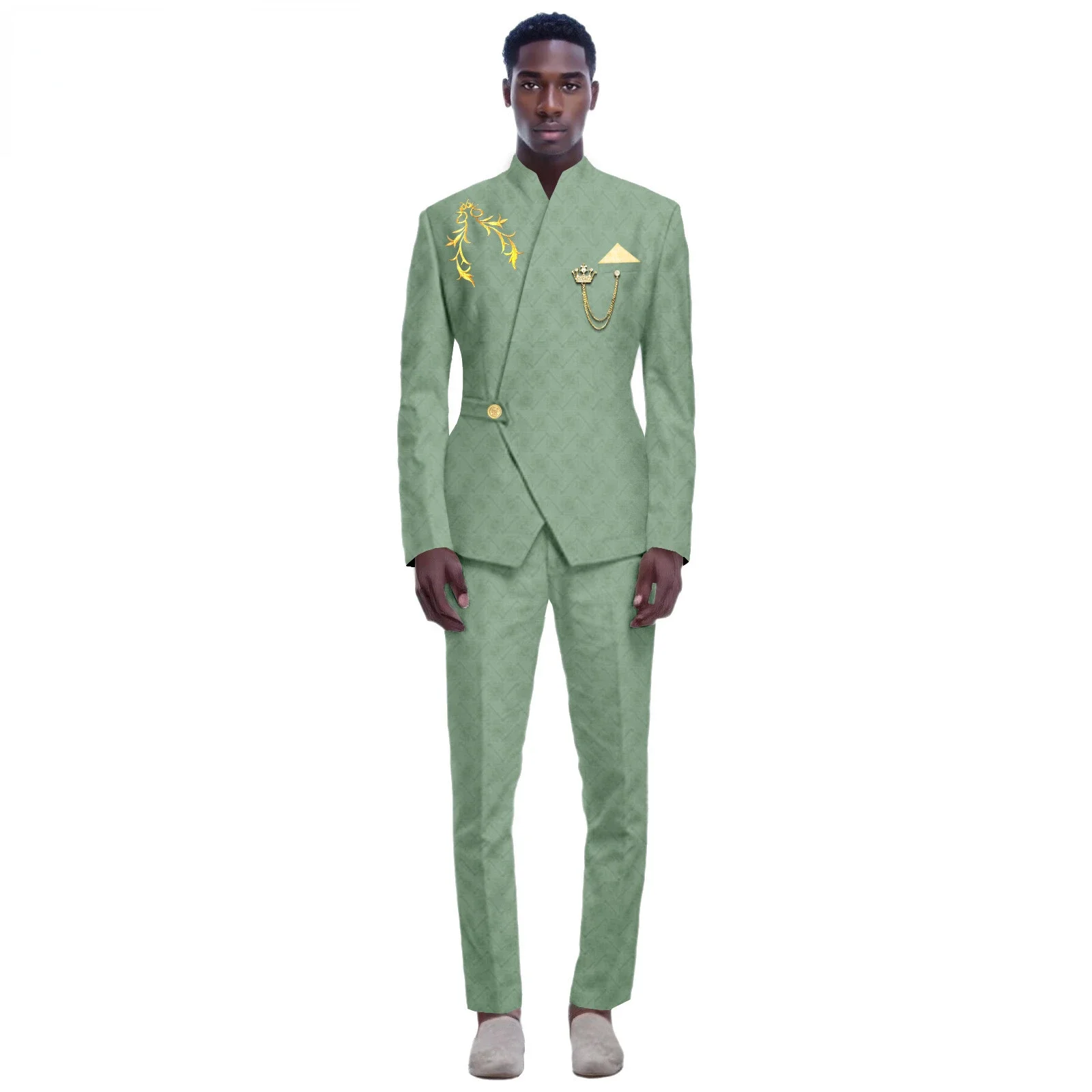 thumbnail image 1 of Nuevos trajes amarillos para hombre, último diseño, solapa, un botón, informal, ajustado, traje para hombre, negocios, boda, novio, elegante, 2 piezas, chaqueta, pantalones, 1 of 5