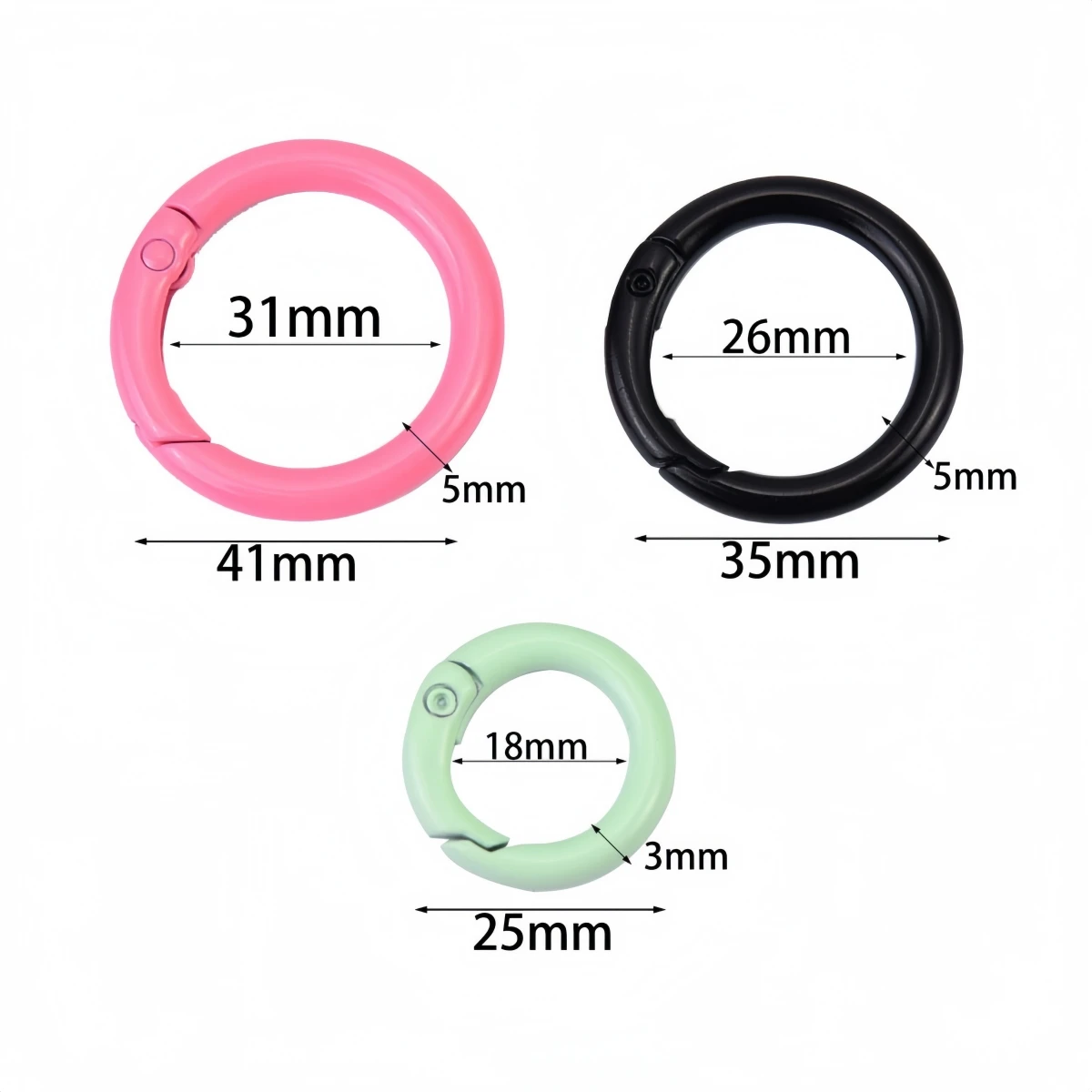 5-10Pcs 25/35/41mm 금속 O 링 스프링 걸쇠 개방형 라운드 카라비너 ??키 체인 클립 후크 커넥터 DIY 공예 버클 액세서리