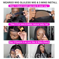 Wow Angel 5x5 Wear Go HD Lace Closure Glueless Wigs 28in Perruque droite malaisienne Perruques humaines pré-plumées Perruque prête à partir pour femme 5