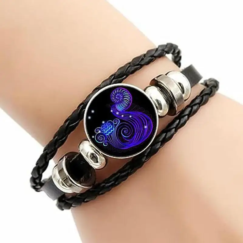 Zodiac Sign Bracelet Handmade Zodiac Sign Bracelet Handmade Woven Zodiac Sign Wrap Bracelet Wristband for Adults Gift