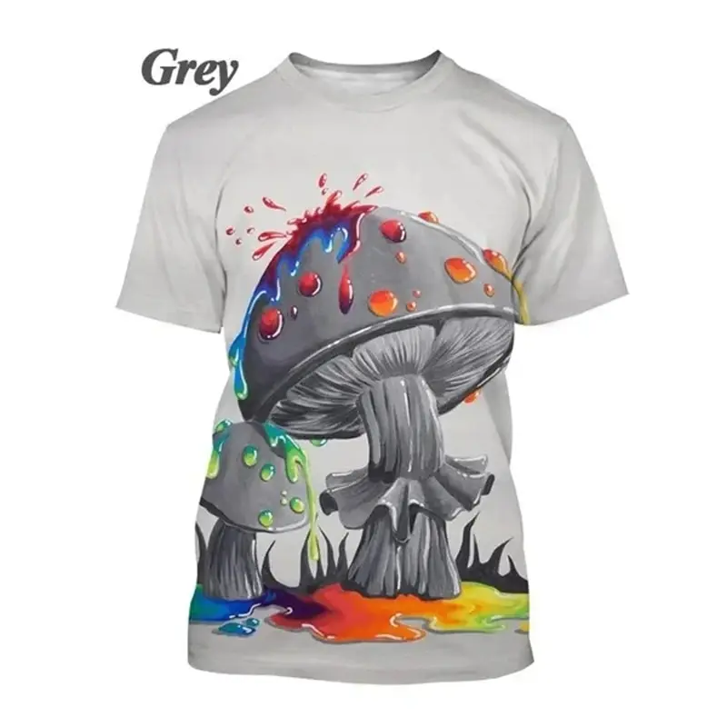 

New Men's Trippy Psychedelic Mushroom T-shirt 3d Painting Cool Design Casual Short Sleeve Tshirts Trendy Unisex Quality Tops Tee