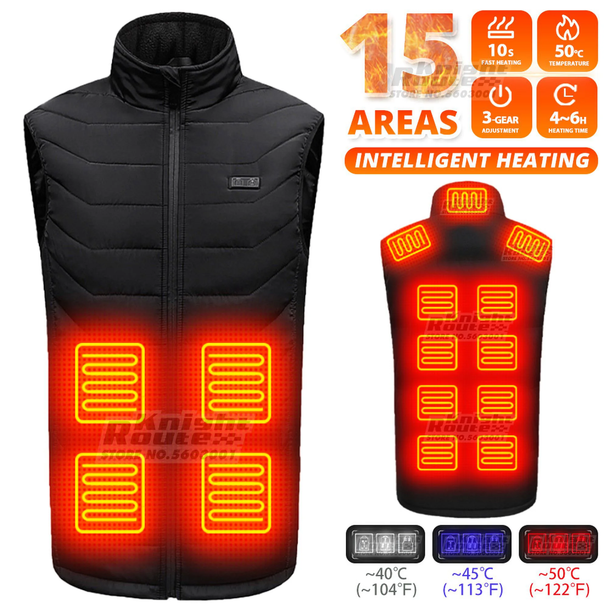 

15 Areas Self Heating Vest Men Heating jacket Thermal Women's USB Heated Vest Warm Motorcycle Fishing Camping Washable Winter