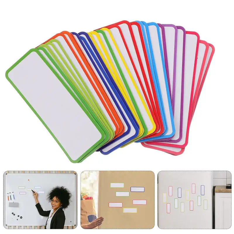 27pcs 드라이 지우기 라벨 다채로운 메모 플레이트 태그 교실 화이트보드 라벨 스티커용 쓰기 가능 태그