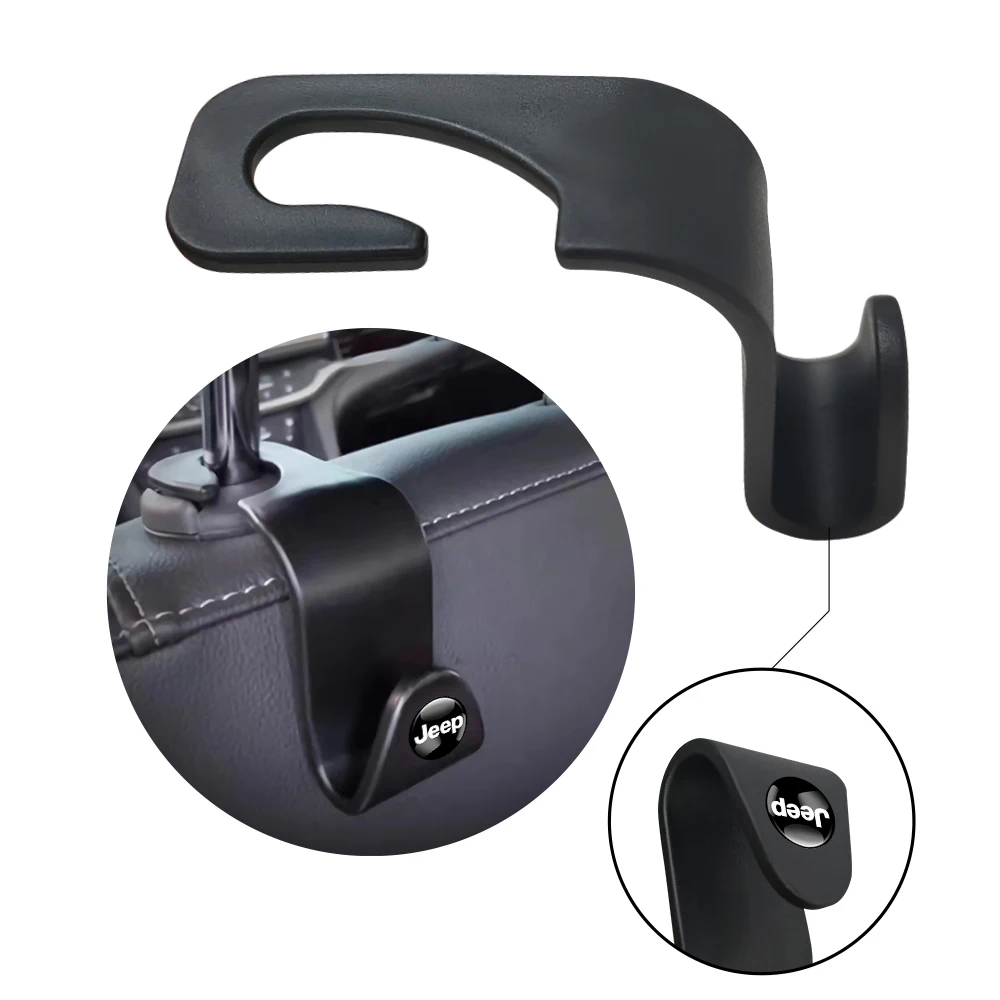 2Pcs Portable Car Seat Back Hooks Accessories For Jeep Renegade Grand Cherokee Wrangler JK Gladiator Compass Patriot Liberty