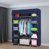 5-Layer 12-Compartment Non-woven Fabric Wardrobe Portable Closet Navy (133x46x170cm) 1