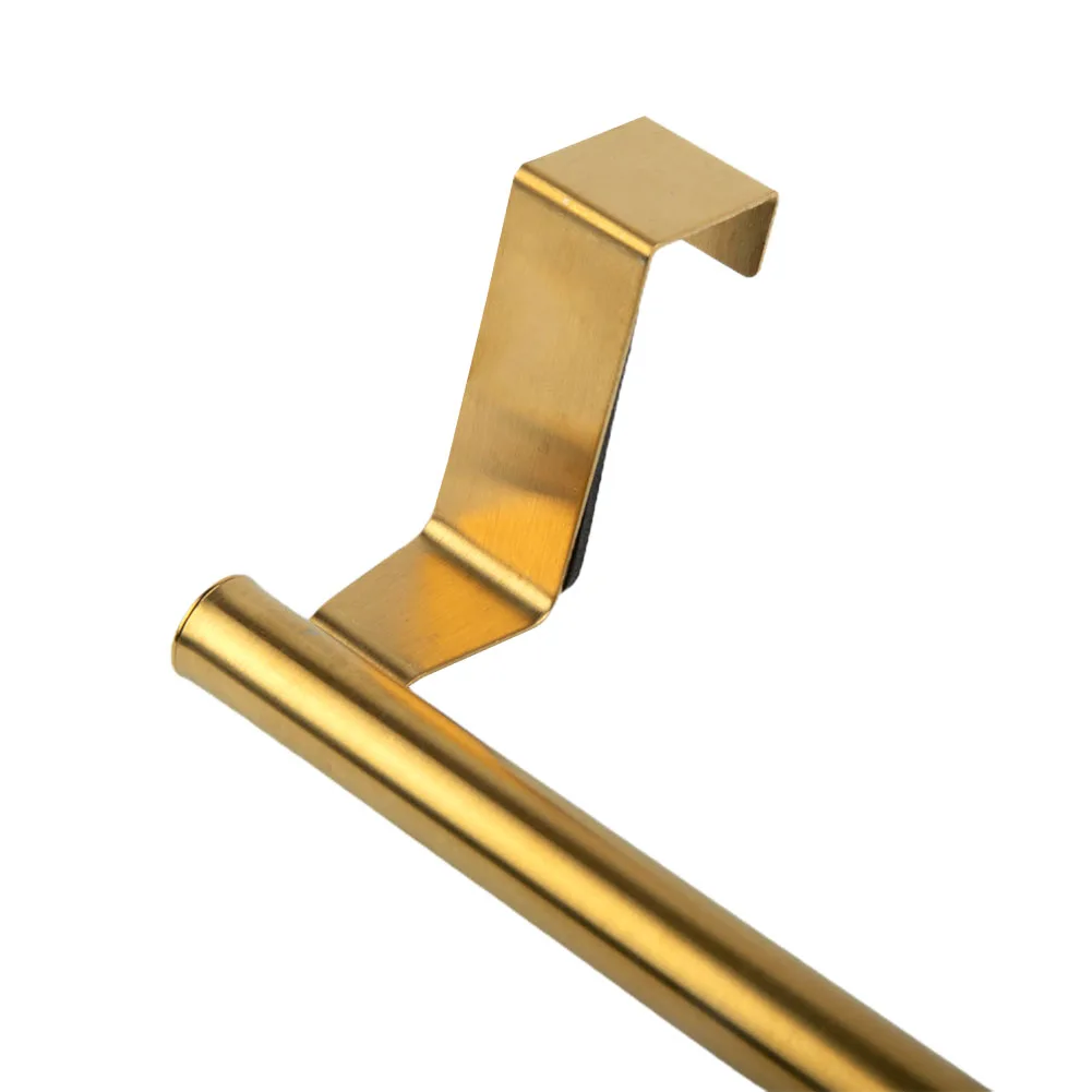 Golden Over Door Towel Holder Rack Bathroom Rail Cupboard Hanger Kitchen Hook Bathroom Hardware Towel Bars Home Improvement
