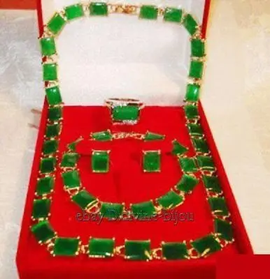 

Новый стиль, искусственное зеленое Нефритовое ожерелье, серьги, браслет, кольцо, набор 8 #, модные украшения для свадебной вечеринки