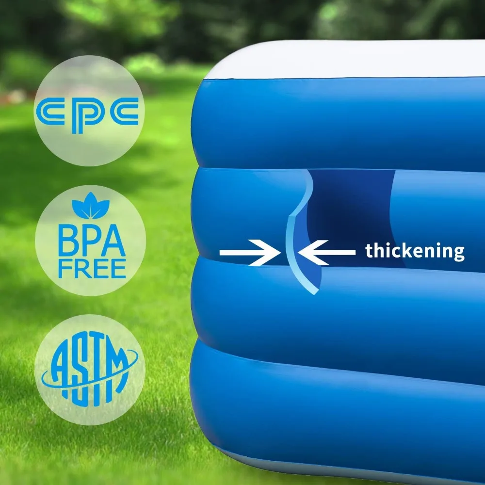 Inflatable Swimming Pool, 70x55x29 inch Inflatable Pool, Family Summer Water Party, Kids, Outdoor, Garden, Backyard